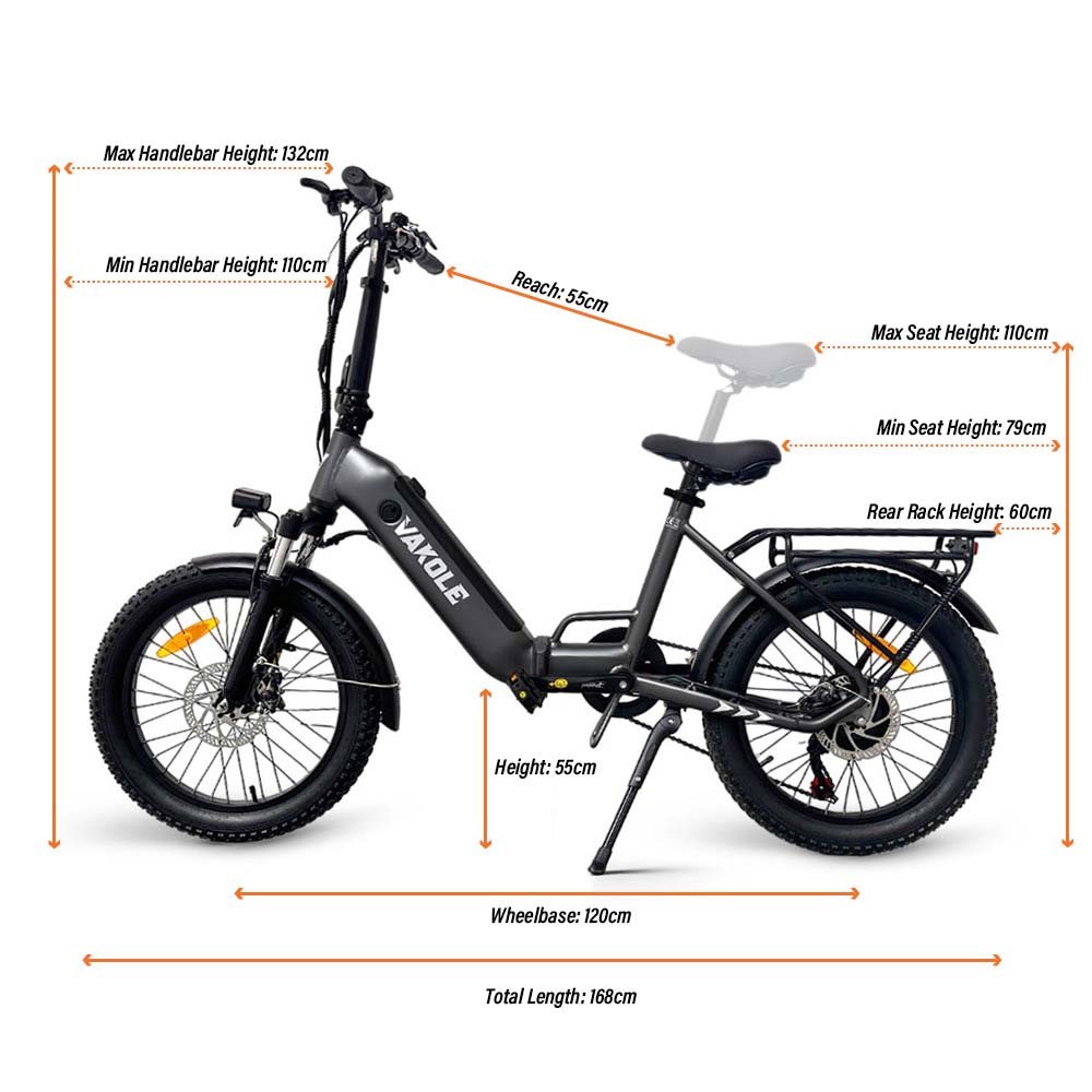 Vakole VT4 20 Zoll Faltbares Kompaktes E-Bike 468Wh Tiefeinsteiger Klapprad E-bike